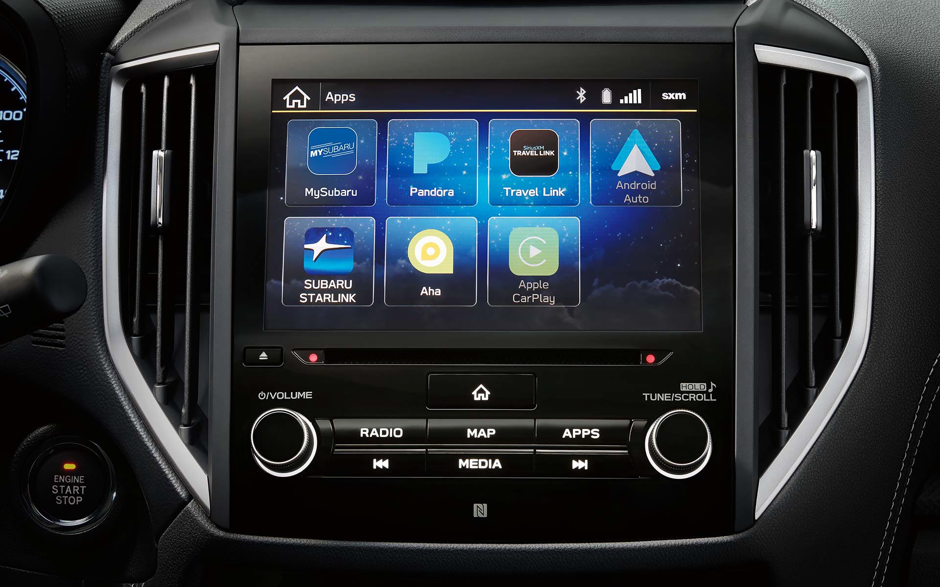 A close-up of the SUBARU STARLINK Multimedia touchscreen on the 2022 Forester. | Sunset Hills Subaru in Sunset Hills MO