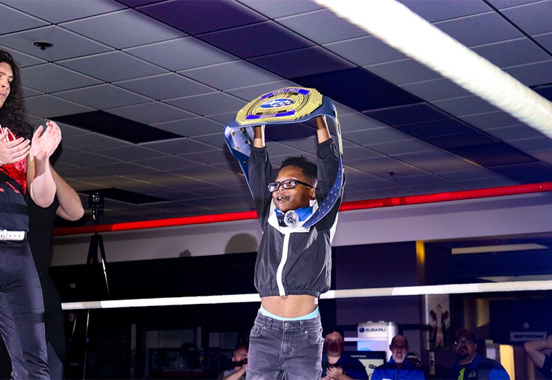 Jayven's Make-A-Wish wish reveal celebration at Sunset Hills Subaru